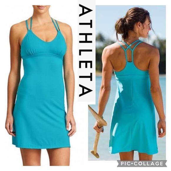 Athleta Coastline Swim Dress in blue size small - Picture 1 of 12